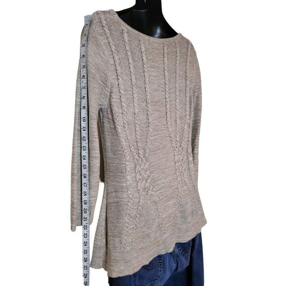 Hannah Knit Sweater‎ Women Sz M Long Sleeve Tan Everyday Boho - Picture 5 of 6